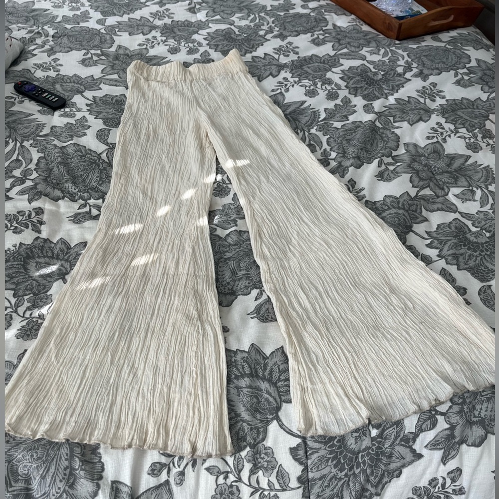 Elegant Cream Wide-Leg Pants